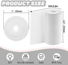Mini Thermal Printer Sticker Paper 10 Rolls 57x25mm for Kids Instant Camera, …