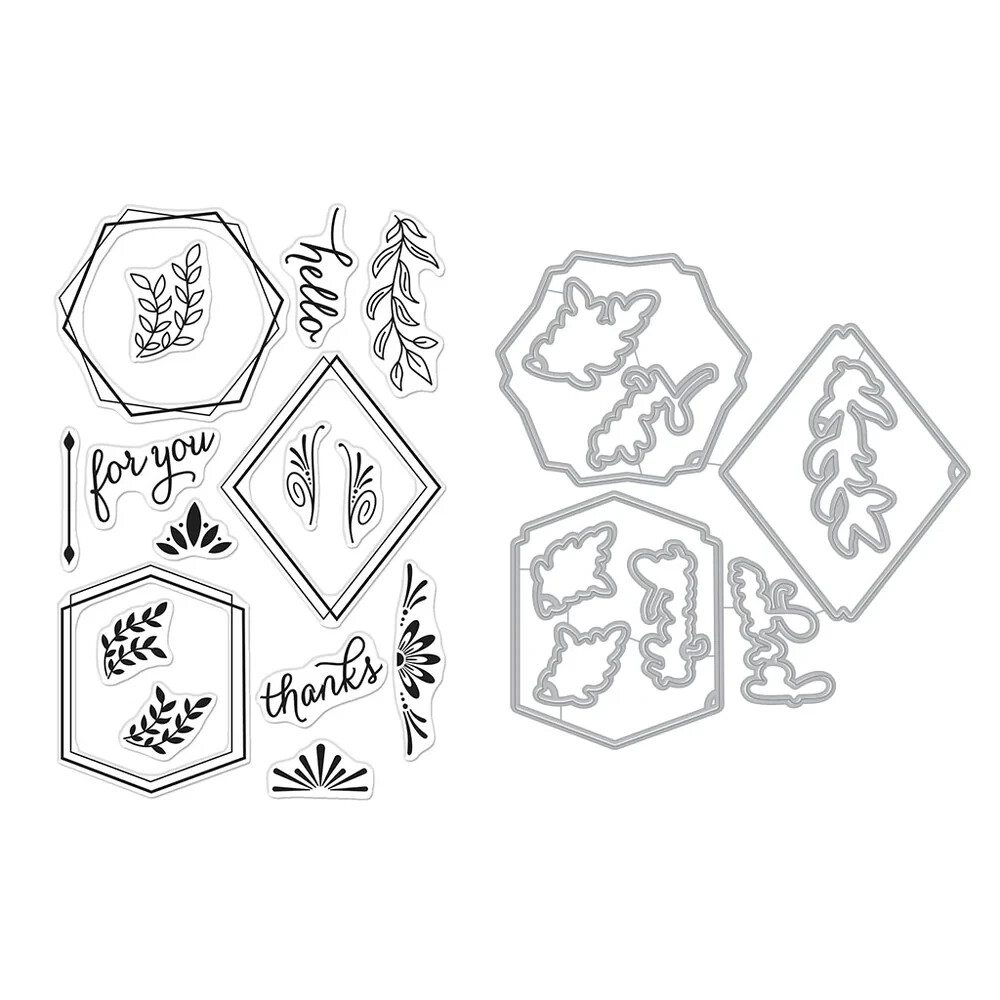 HERO ARTS – ACRYLIC STAMPS N CUTTING DIES – GEOMETRIC FRAME BUNDLE