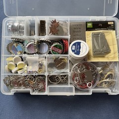 Scrapbooking Embellishments Lot Metal Tags Bottle Caps Eyelets Brads Multicolor