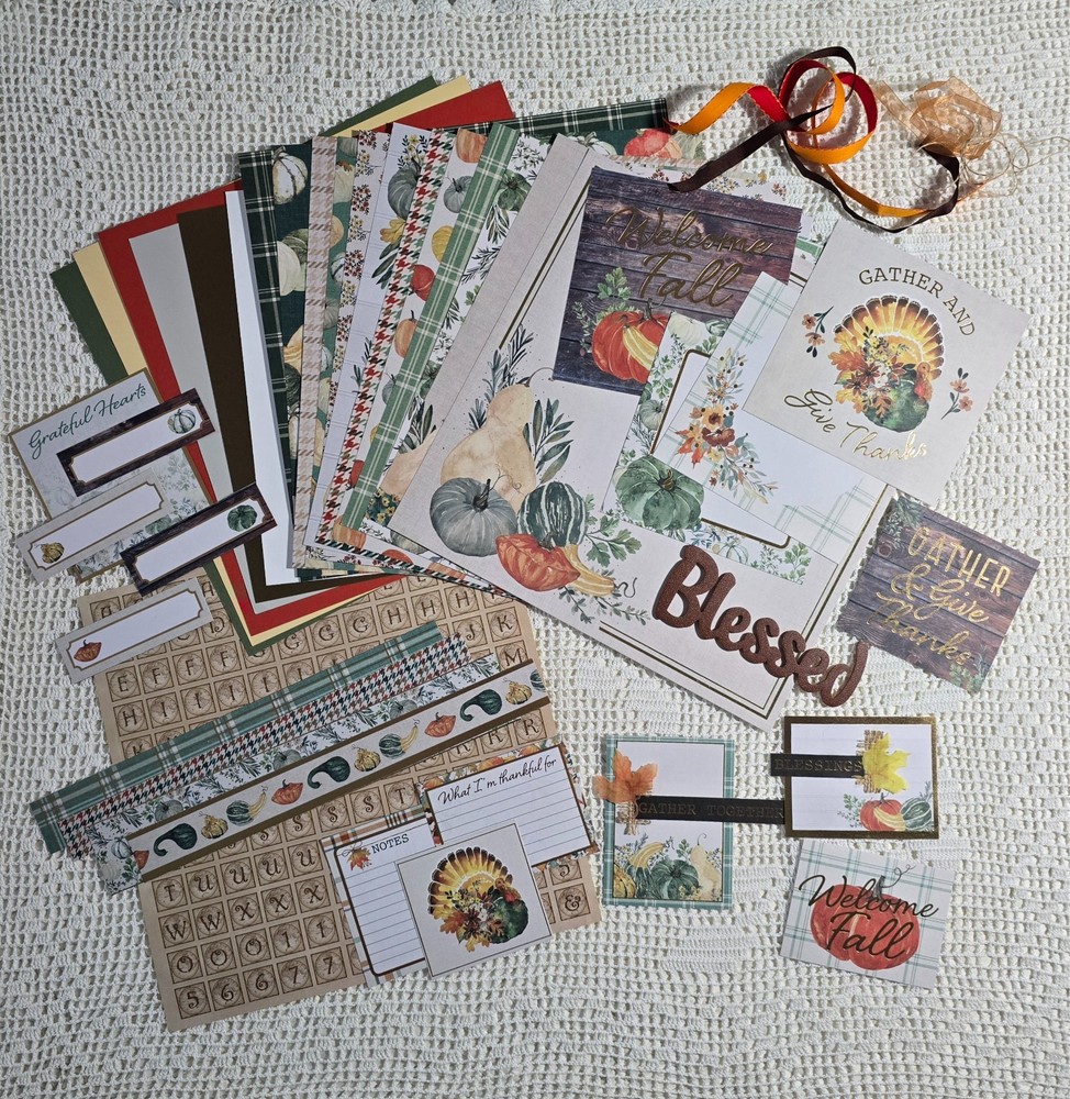 Give Thanks 12×12 Autumn Scrapbook Kit, Mixed Media Lot