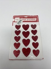 Rare Vtg Ambassador Glitter Super Stickers Hearts