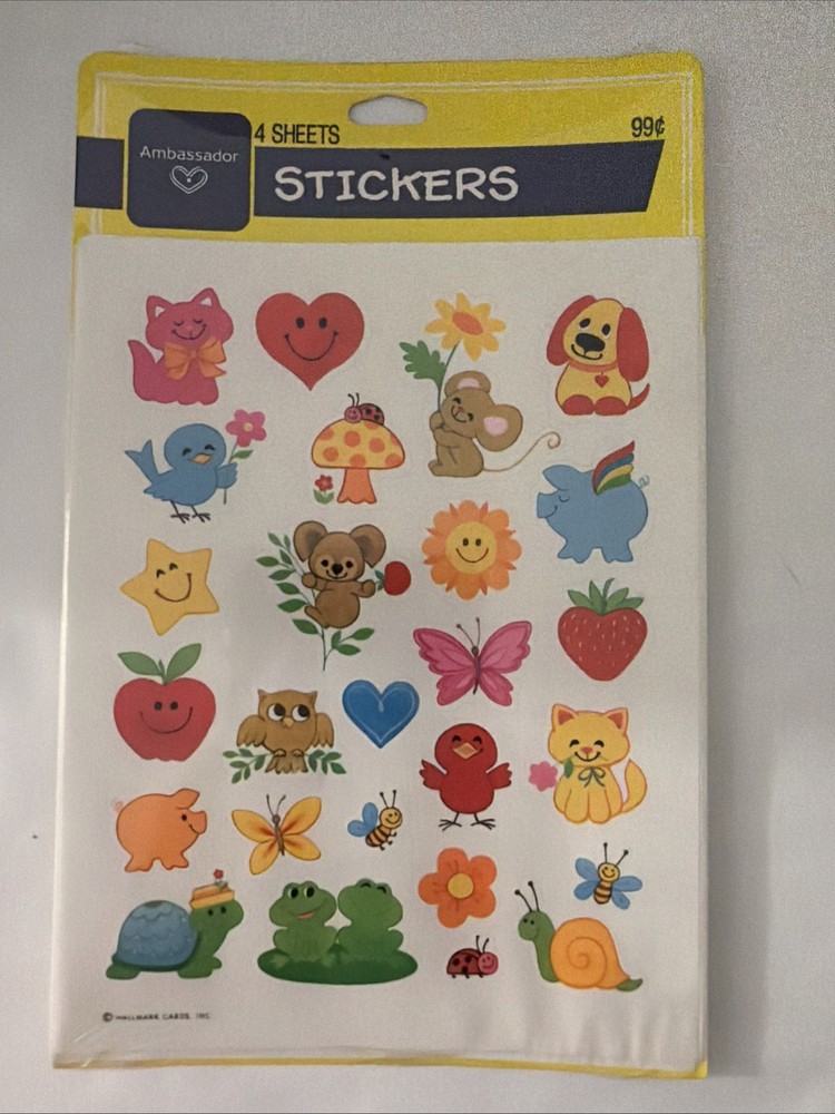 Vintage Ambassador Colorful Animal Stickers Koala Owl Turtle – 4 Sheets Sealed