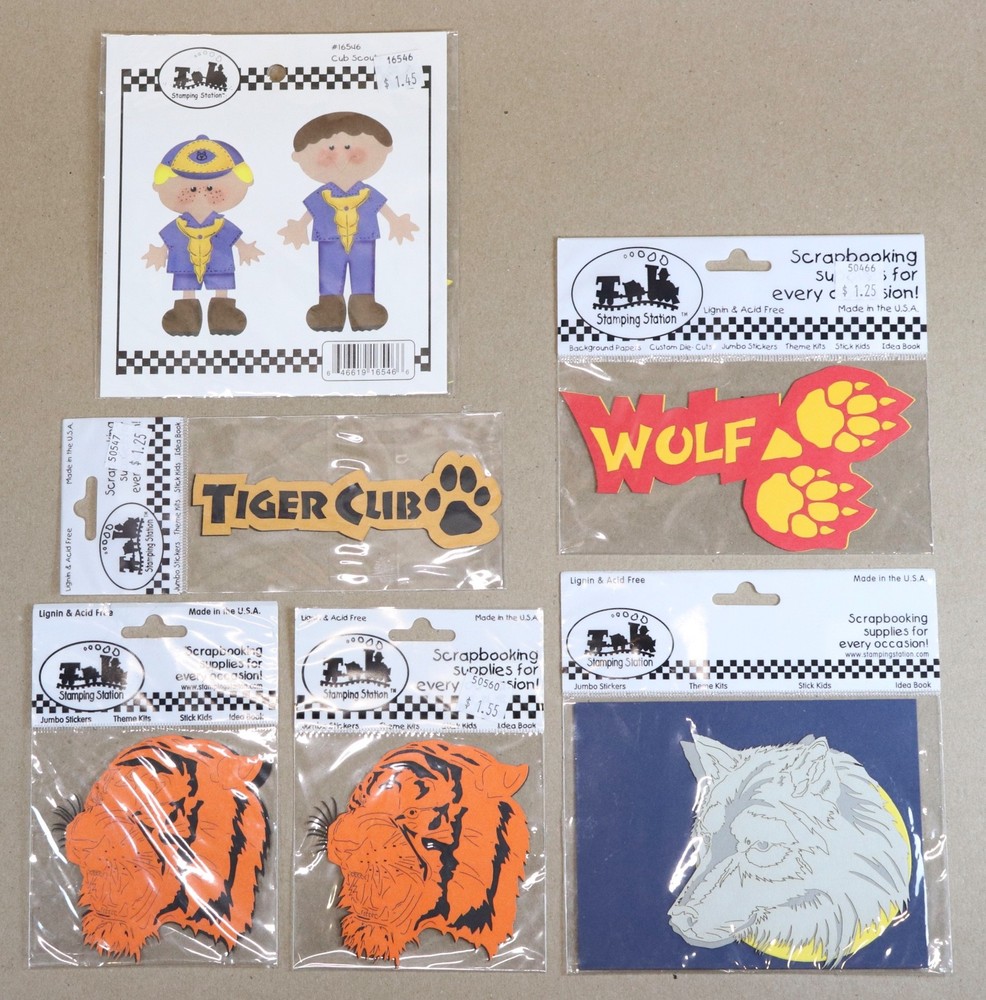 Tiger, Wolf, Cub Scouts Scrapbooking Die Cut Laser Cut Outs Stamping Station NEW