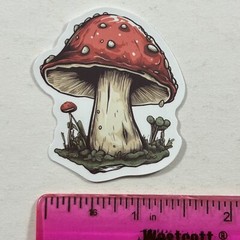 Die Cut Sticker Red-Brown Mushroom Mycology Nature Earth Tones