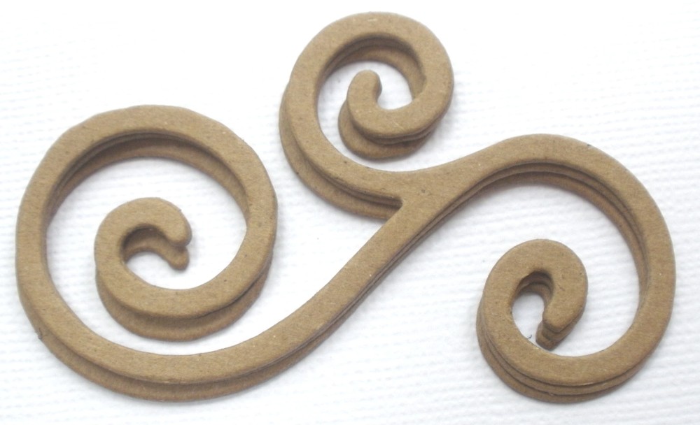 {8} FLOURiSH SWiRLS – Bare Unfinished Chipboard Die Cuts – 3″ Long