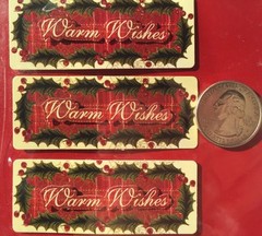 WARM WISHES Dimensional Stickers(4pc) Michaels•Christmas•Holly•Holiday•Lables