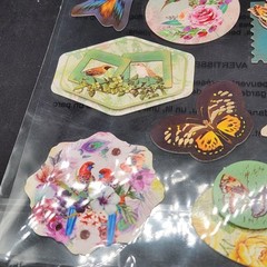Crafter’s Square Flower Bird Themed 3-D Motion Stickers 9 Pieces New