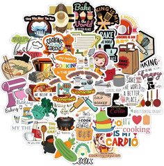 61Pcs Cooking Stickers for Scrapbooking, Water Bottles, Laptops & Suitcases