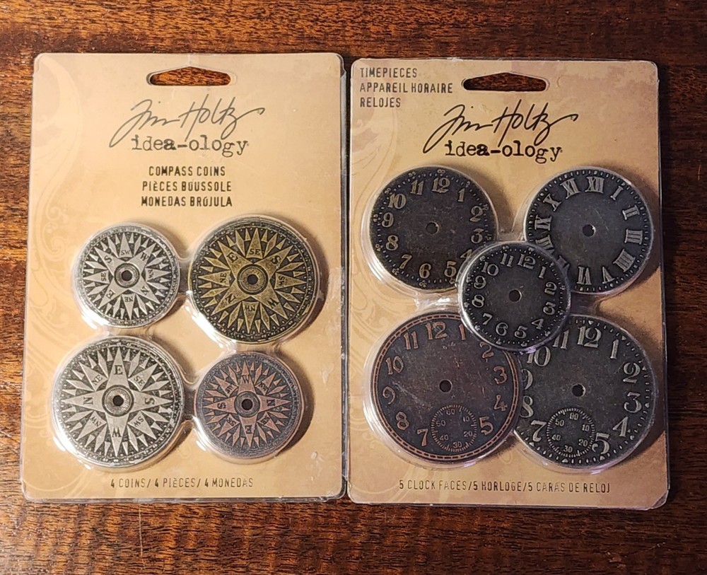 Tim Holtz Idea-ology Timepieces Clock Faces and Compasd Embellishments Crafting