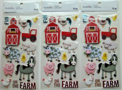 FUN ON THE FARM LOT OF 3 Recollections Stickers NEW! 369706 animals barn tractor