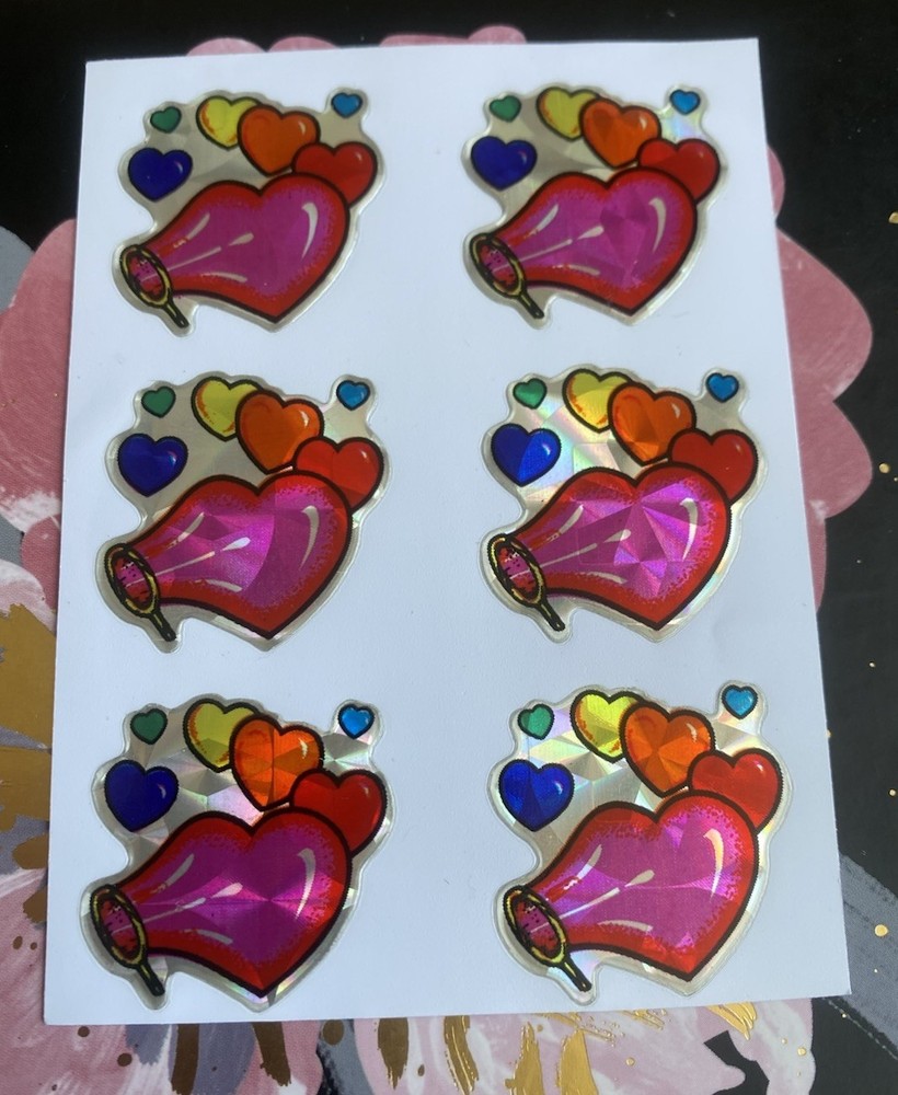Vintage Prism Heart Bubbles Vending Sticker Sheet 3×4 Inches Kodak