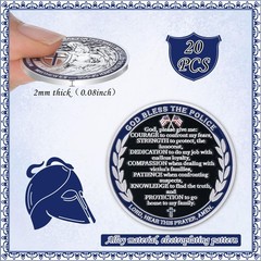 20 Pcs Police Challenge Coins, Saint Michael Prayer, Law Enforcement Gifts