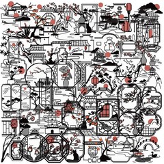 50/100PCS Black and White Antique Silhouette Sticker Pack Waterproof Transparent