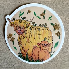 HIGHLAND COWS, 50 stickers, animals, cute, mini cow, decal