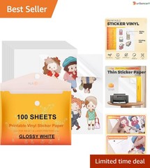 Waterproof Glossy Vinyl Sticker Paper – 100 Sheets for Inkjet Printers