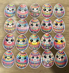 Vibrant Easter Egg Stickers Cute Easter Stickers Bundle of 20 Stickers