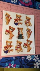 Vintage Hallmark Stickers Christmas Teddy Bears 1 Sheet READ