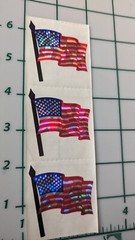 Vintage Sandylion Stickers American Flags 1 Strip Of 3 Modules