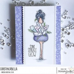 New Stamping Bella Rubber Stamp CURVY GIRL COLLECTING CRYSTALS free USA ship