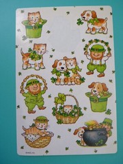 Vtg American Greetings Stickers ST PATRICKS & BLOOMER BUNNY (3) Loose Sheets