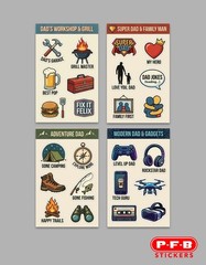 Father’S Day Stickers for Kids – 4 Sticker Sheets, 24 Stickers FREE SHIPPING