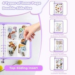 Mlife Sticker Organizer Binder Sticker Storage Organizer Reusable Sticker Book C