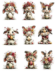 Whimsical Bunnies Easter Card Topper Collage Supply Scrapbook Junk Journal Craft