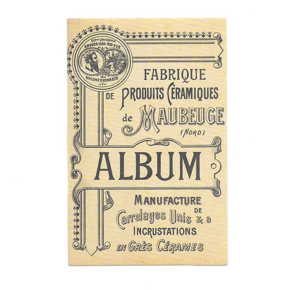 Vintage French Ceramic Tile Album Maubeuge Trade Advertising Paper Sticker Decal