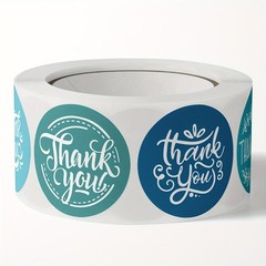 1 Roll 500 Stickers – Floral Thank You Labels for Boxes, Gifts & Envelopes