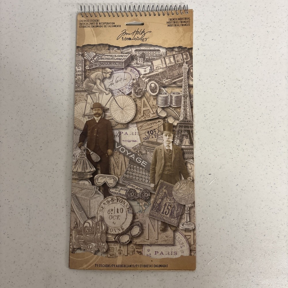 Tim Holtz Idea-ology Salvage Stickers FRENCH INDUSTRIAL 100% Complete 5 Pages