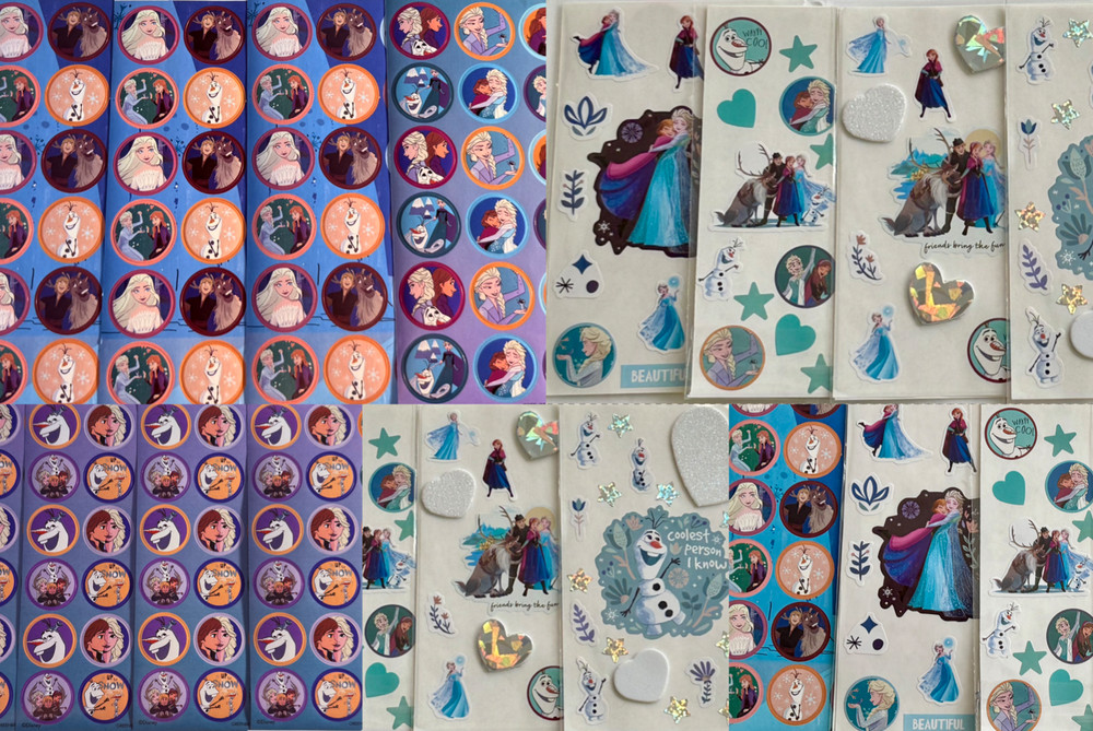 Disney Frozen Elsa Anna Olaf 199+ Stickers, Princess Let it go Sticker Lot