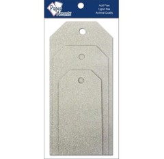 Paper Accents GLITZ PLATINUM / Gray 10 Piece Assorted Size Craft Tags Glitter