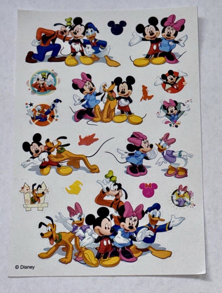 Mickey Mouse Pluto Goofy Minnie Donald Duck Single Sheet Stickers Disney