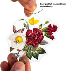 100 Pieces Vintage Flower Stickers Set – Big 3.4″ Waterproof Clear Botanical Flo