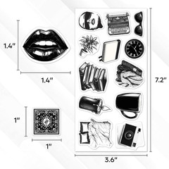 108Pcs Vintage Black and White Stickers, Aesthetic Retro Waterproof Vinyl
