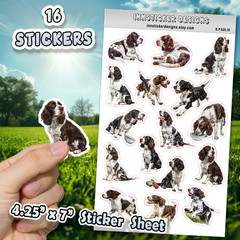 English Springer Spaniel Dog Stickers for, Scrapbooks, Planners, Glossy, Matte