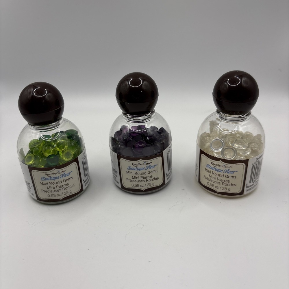 Boutique Fleur Mini Round Gems Lot Of 3 Green, Purple, White