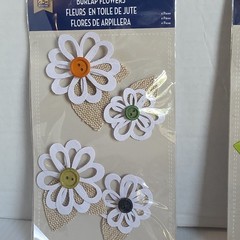 Burlap White Flowers Scrapbooking Stickers by Little Yellow Bicycle