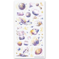 Celestial Coffee – Sticker Sheet – Planets, Moon, & Stars – New in Packaging