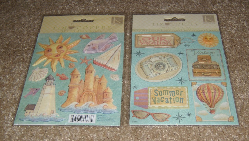 K&Company Grand Adhesions ~ Tim Coffey Travel/Vacation Seaside Fun Lot of Two