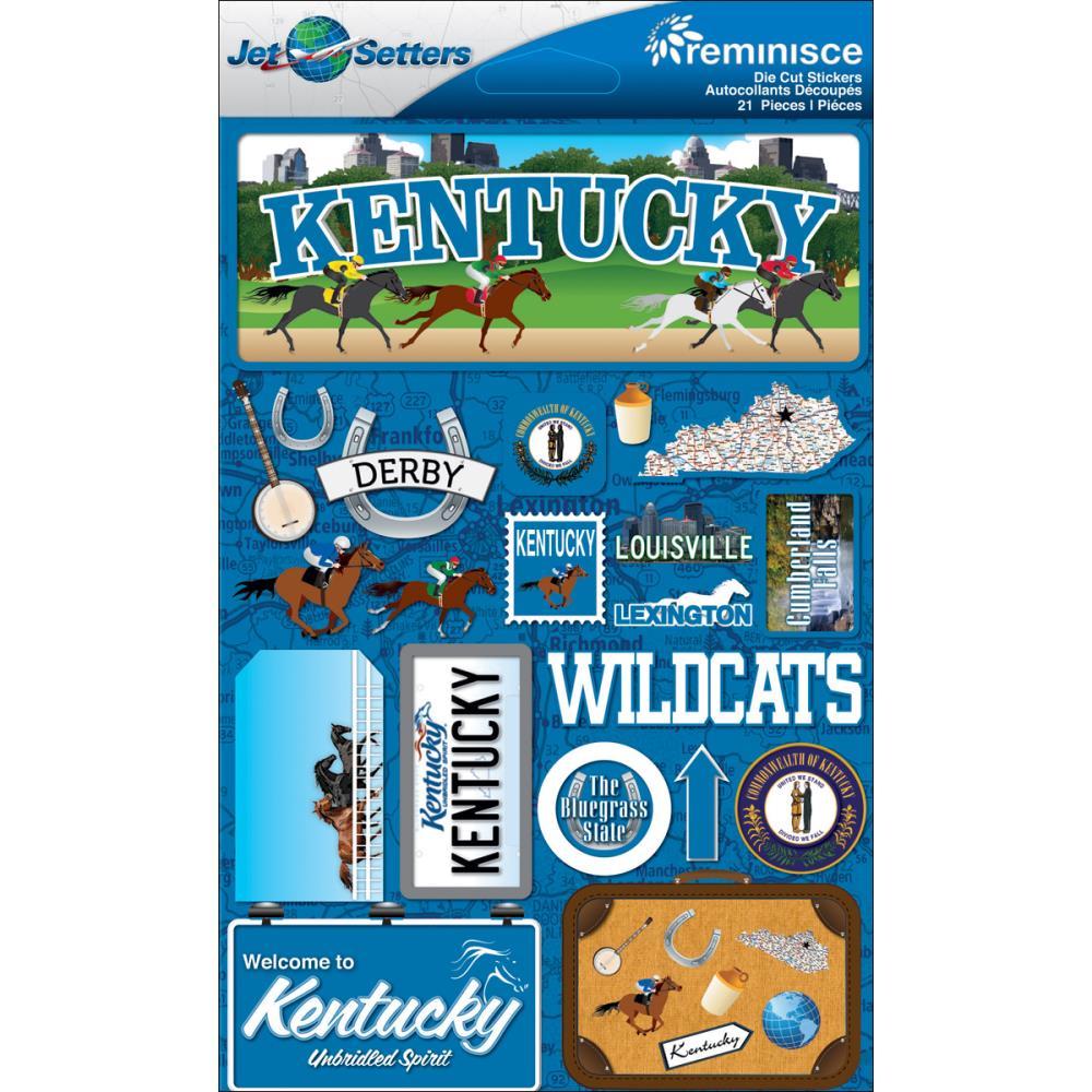 Scrapbooking Crafts Stickers 3D Kentucky License Plate Derby Wild Cats Horses