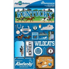 Scrapbooking Crafts Stickers 3D Kentucky License Plate Derby Wild Cats Horses