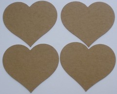 {4} LARGE HEARTS – Raw Bare Unfinished Chipboard Die cuts