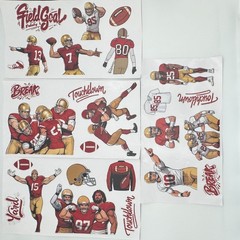 Football Scrapbook Stickers 4 Sheets Red Gold Die-Cut Self-Adhesive Craft