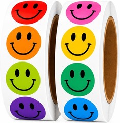 Smiley Face Stickers 1000PCS 1 Inch 2 Rolls Multi
