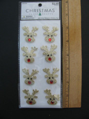 Hobby Lobby GOLD GLITTER REINDEERS Dimensional Stickers 8 Pieces