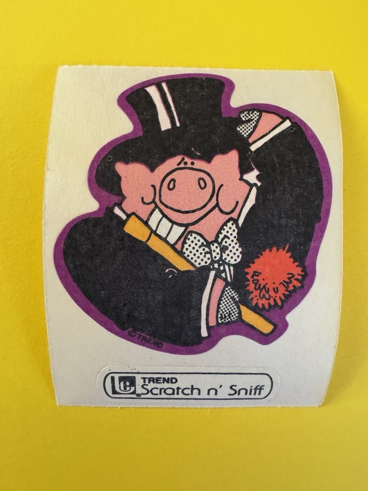 Rare Vintage Trend Pig Scratch And Sniff Stinky Sticker 80’s