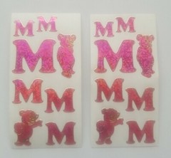 Set of 2 sheets of vintage introduct glitter stickers «M» discontinued Germany