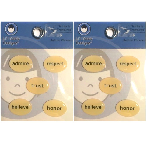 LOT OF 2 LI’L DAVIS DESIGNS BUBBLE PHRASES TRUST WHITE TRINKETS TREASURES Epoxy