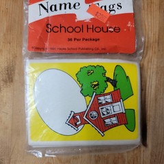 Vintage 1991 Name Tag Stickers Set of 36 School House Themed pack